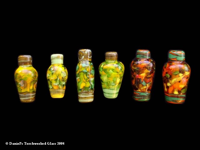 (92) - Small Green & Yellow Vases