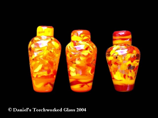 (98) - Med Orange, Red, Yellow Vases